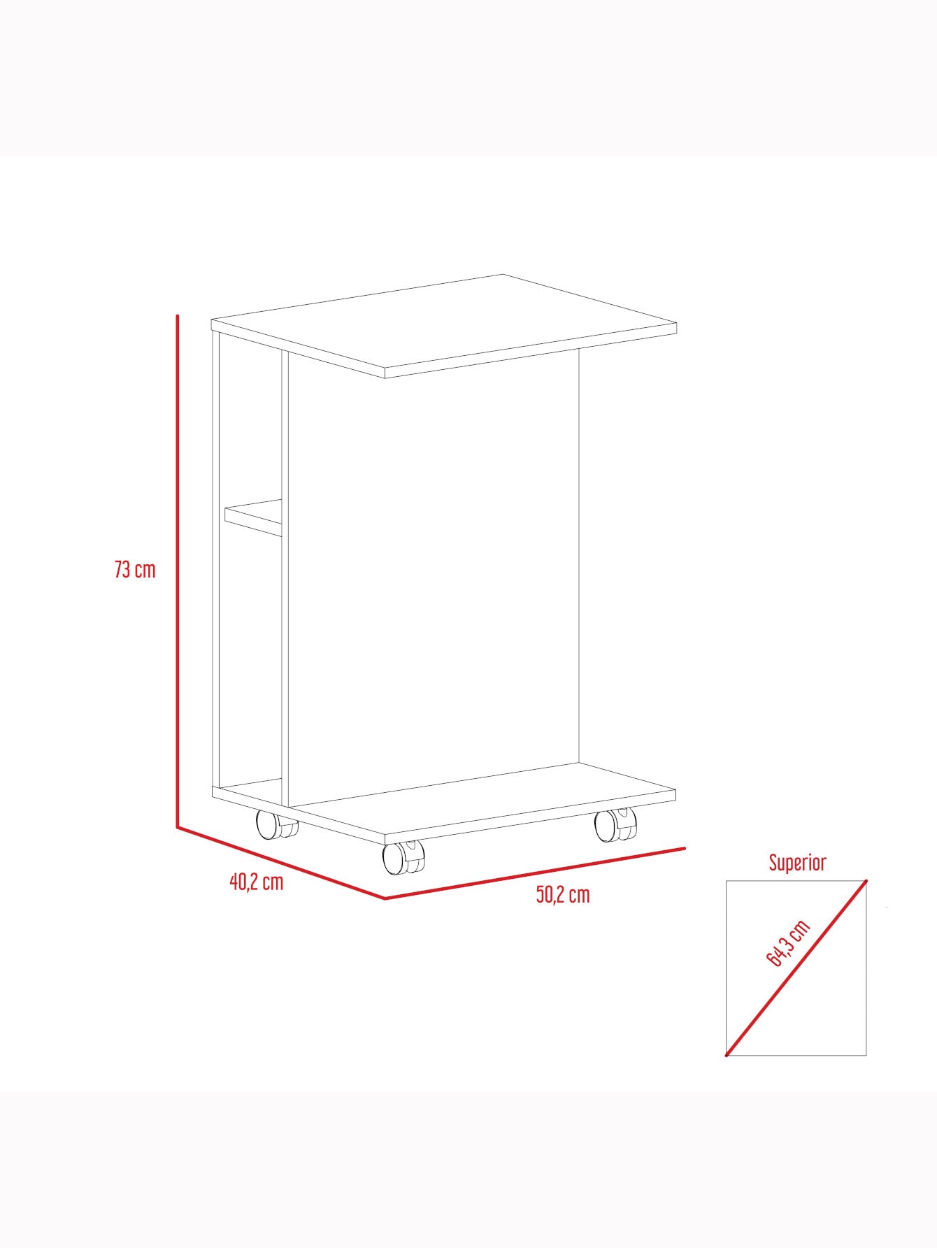 Escritorio Portable Tay, Café Claro, con Ruedas y Frenos