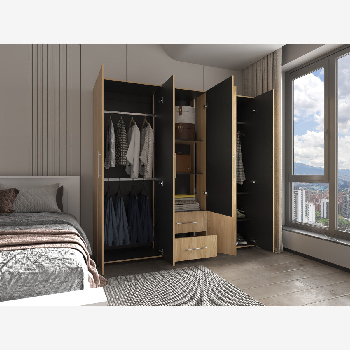 Closet Grayson, Fresno Europeo y Wengue, puerta con Espejo