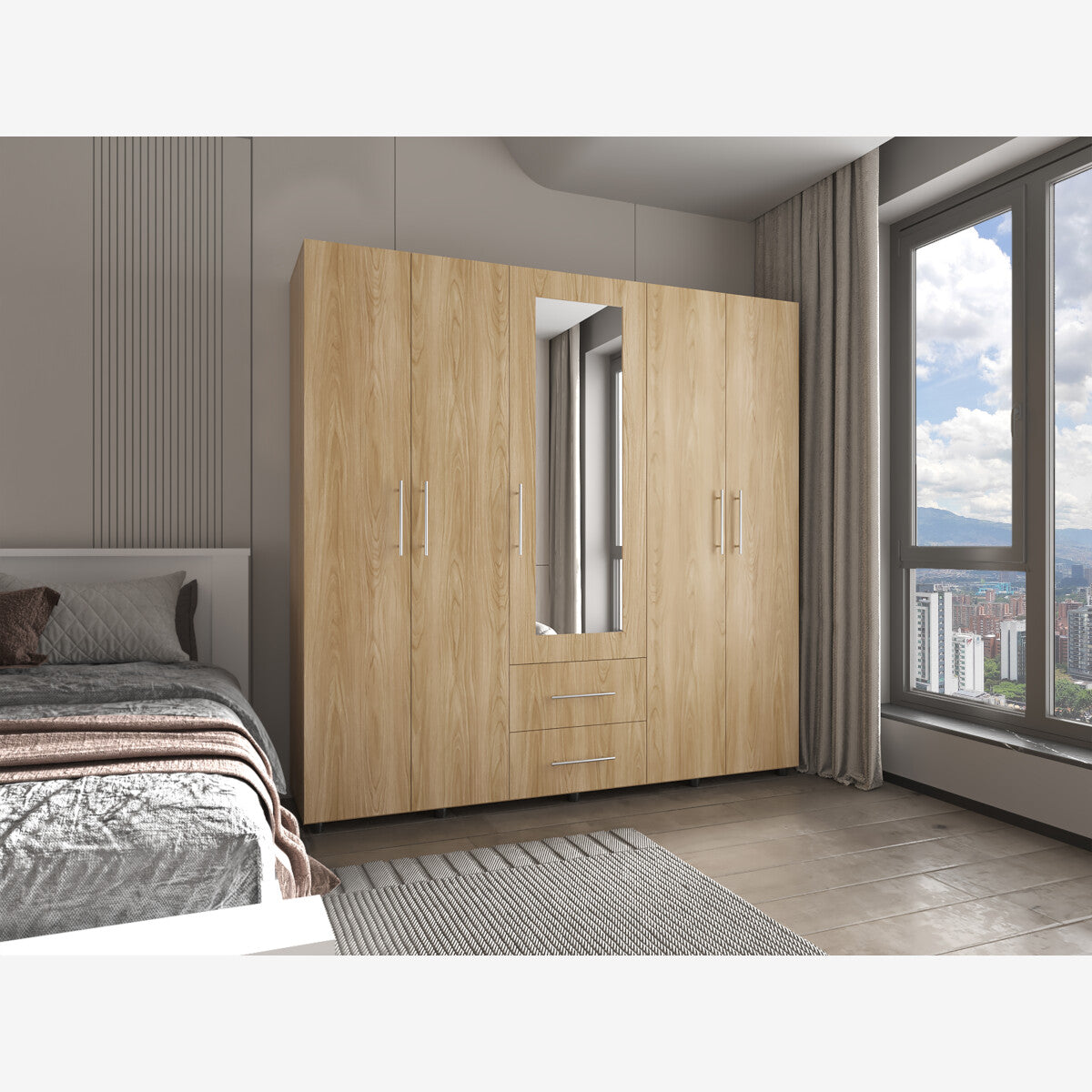 Closet Grayson, Fresno Europeo y Wengue, puerta con Espejo