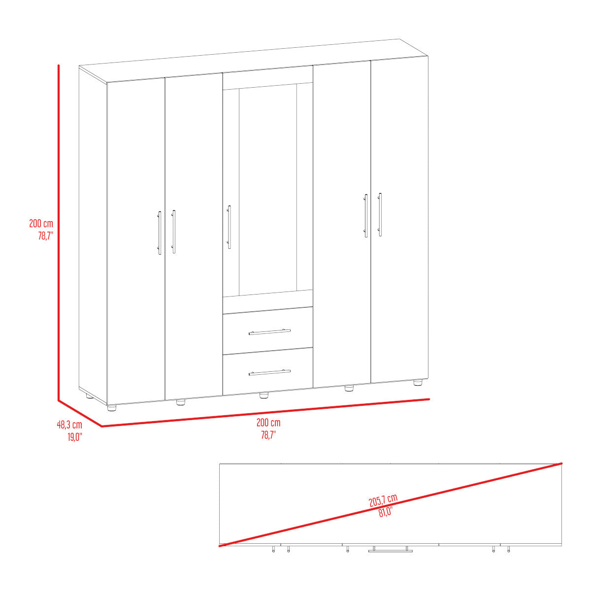Closet Grayson, Fresno Europeo y Wengue, puerta con Espejo