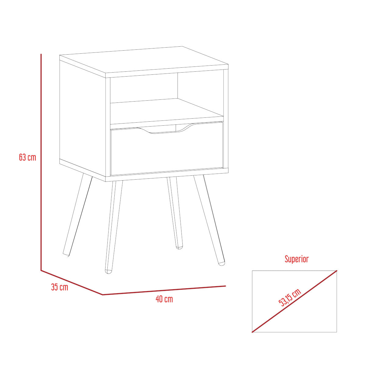 Buró Alesio, Blanco y Beige, con Patas en Madera y un Cajón