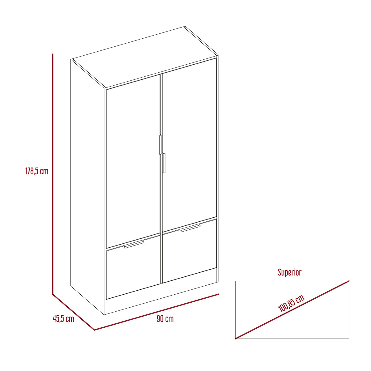 Storage High Cabinet 2 cajones