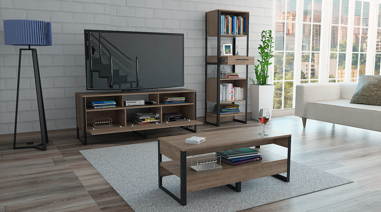 Combo Mágnum Biblioteca+Rack de TV+Mesa de centro
