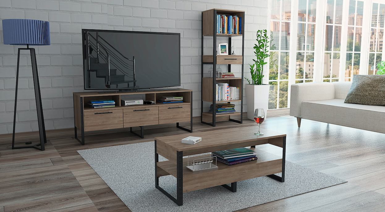 Combo Mágnum Biblioteca+Rack de TV+Mesa de centro